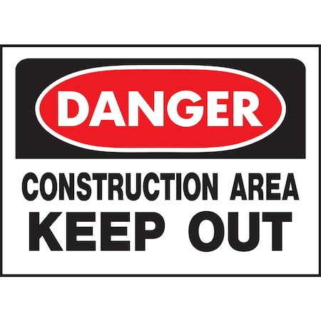 Hy-Ko Danger Construction Area Keep Out Sign 10" x 14", 5PK A00831